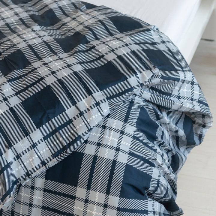Zenoni & ColombiCopripiumino Newport Blu In 100% Raso Di Cotone Stampato Fantasia Tartan Con Federe