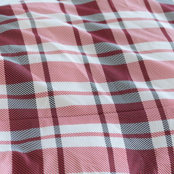 Zenoni & ColombiCopripiumino Newport Rosso In 100% Raso Di Cotone Stampato Fantasia Tartan Con Federe