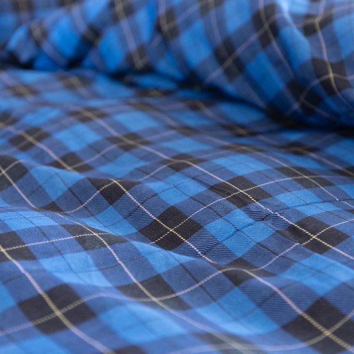 Zenoni & ColombiCopripiumino Oxford Blu In 100% Raso Di Cotone Stampato Fantasia Tartan Con Federe