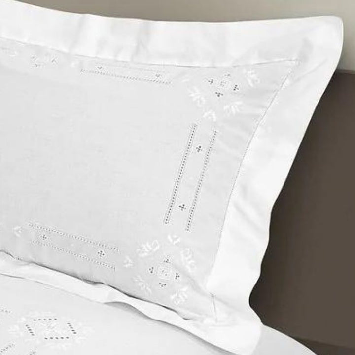 Zenoni & ColombiCopripiumino Ricamato 100% Cotone Punto Antico Toscano