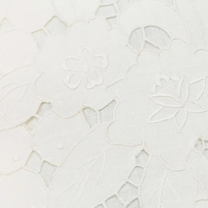 Zenoni & ColombiFedera Arredo Ricamata A Mano In Misto Lino Made In Italy Variante Camelia Diam. 42 Cm