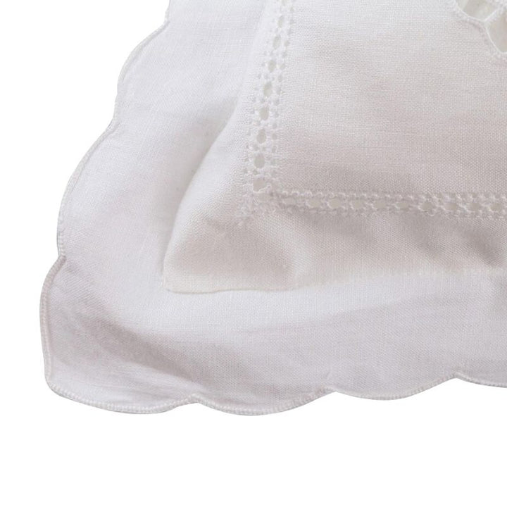 Zenoni & ColombiFedera Arredo Ricamata A Mano In Misto Lino Made In Italy Variante Fiorella 42x42 Cm