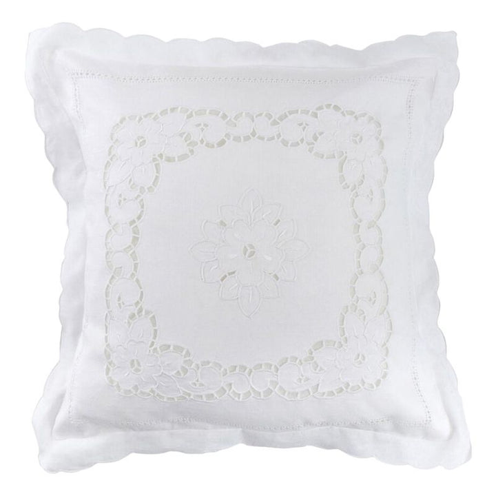 Zenoni & ColombiFedera Arredo Ricamata A Mano In Misto Lino Made In Italy Variante Fiorella 42x42 Cm
