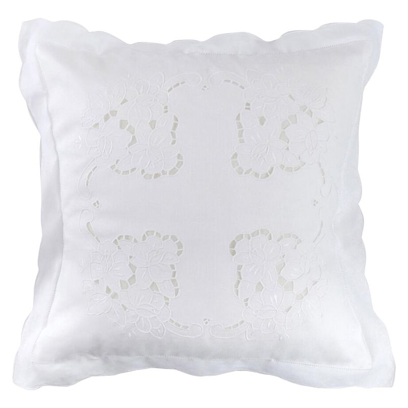 Zenoni & ColombiFedera arredo ricamata a mano in misto Lino Made in Italy variante Giuliana 42x42 cm