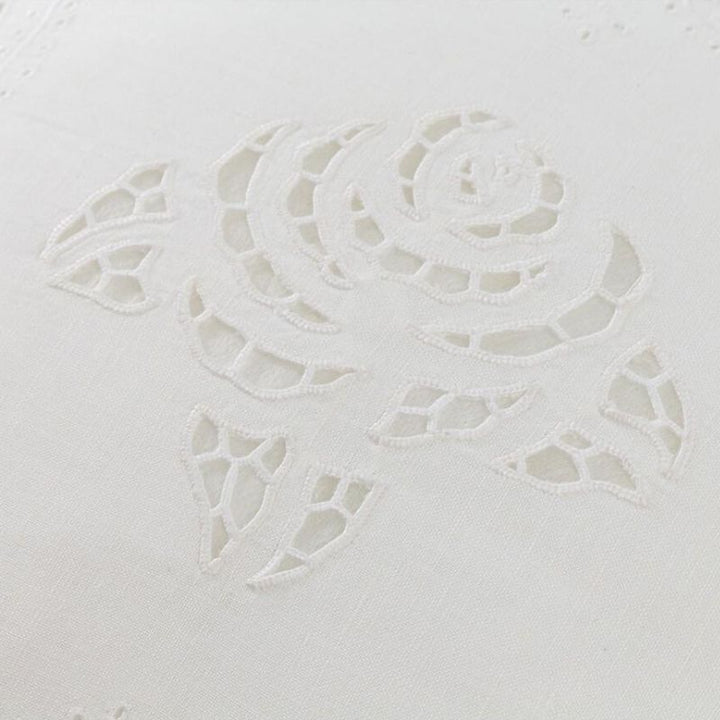 Zenoni & ColombiFedera Arredo Ricamata A Mano In Misto Lino Made In Italy Variante Mary's Rose 42x42 Cm