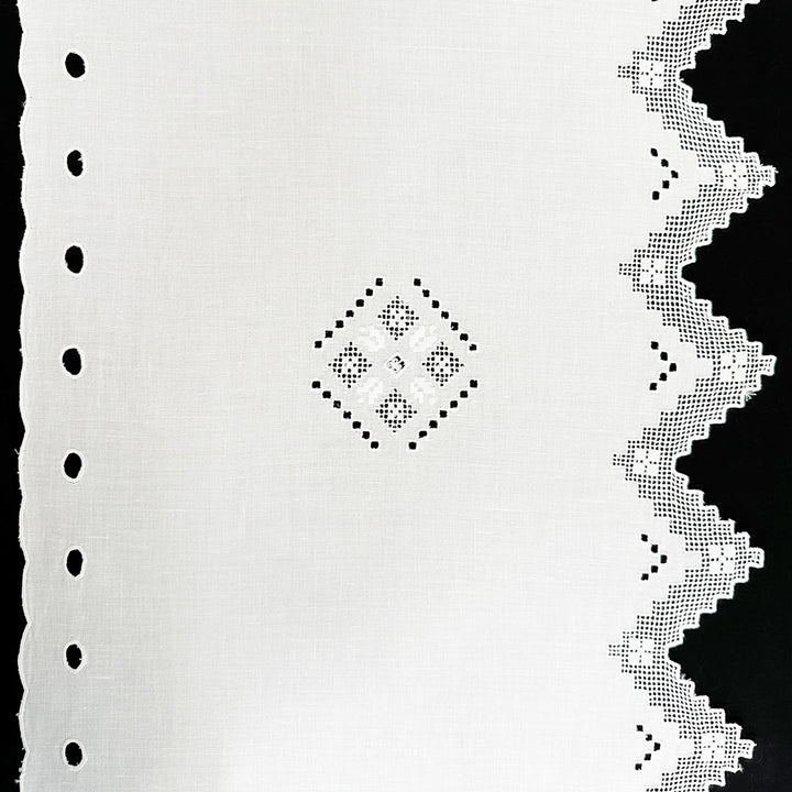 Zenoni & ColombiMantovana Ricamata A Metro Per Tende In Misto Lino Made In Italy Variante Etruria