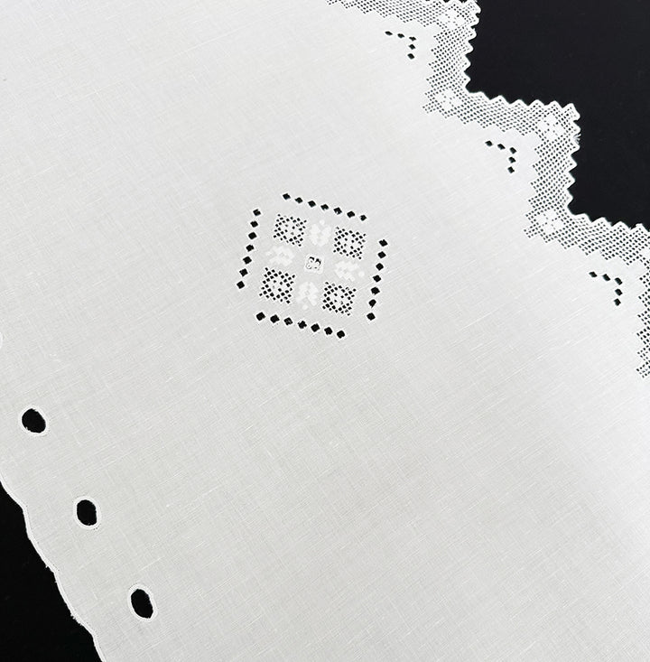 Zenoni & ColombiMantovana Ricamata A Metro Per Tende In Misto Lino Made In Italy Variante Etruria