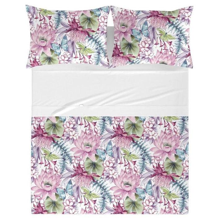 Zenoni & ColombiParure Lenzuola Con Stampa 100% Cotone Felci Rosa