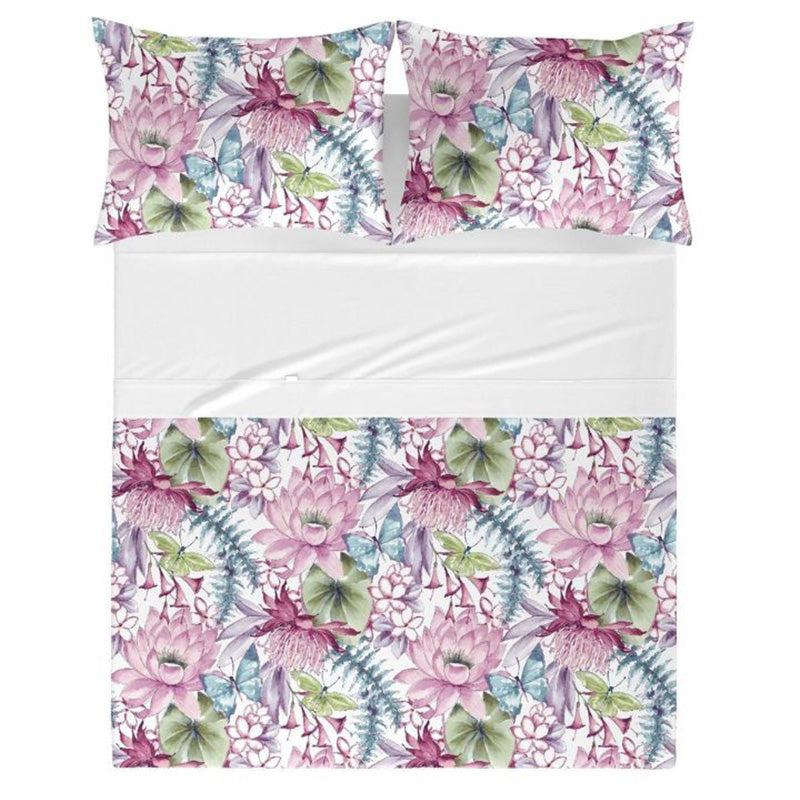 Zenoni & ColombiParure lenzuola con stampa 100% Cotone Felci Rosa