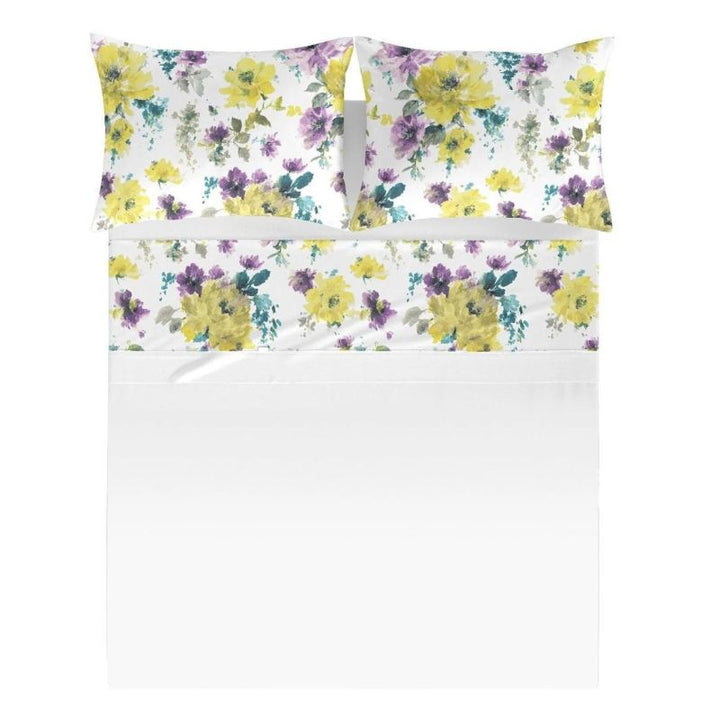 Zenoni & ColombiParure Lenzuola Cotone Made In Italy Dipinto Giallo