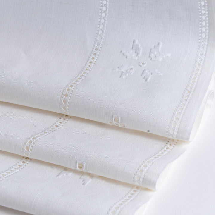 Zenoni & ColombiRunner Ricamato A Mano In Misto Lino E Cotone Made In Italy Punto Antico Toscano