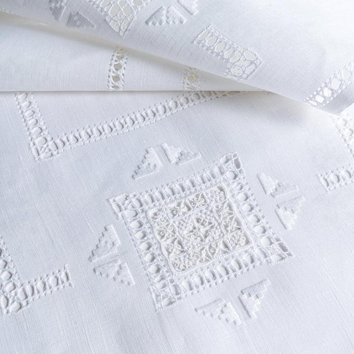 Zenoni & ColombiRunner Ricamato A Mano In Misto Lino E Cotone Made In Italy Punto Antico Toscano