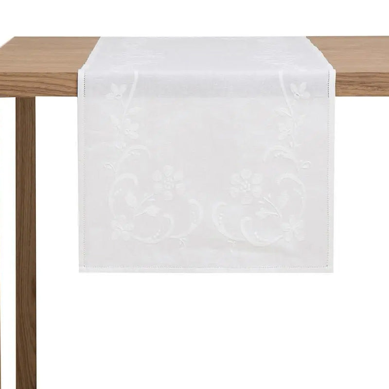 Zenoni & ColombiRunner ricamato a mano in misto Lino e Cotone Made in Italy Clara