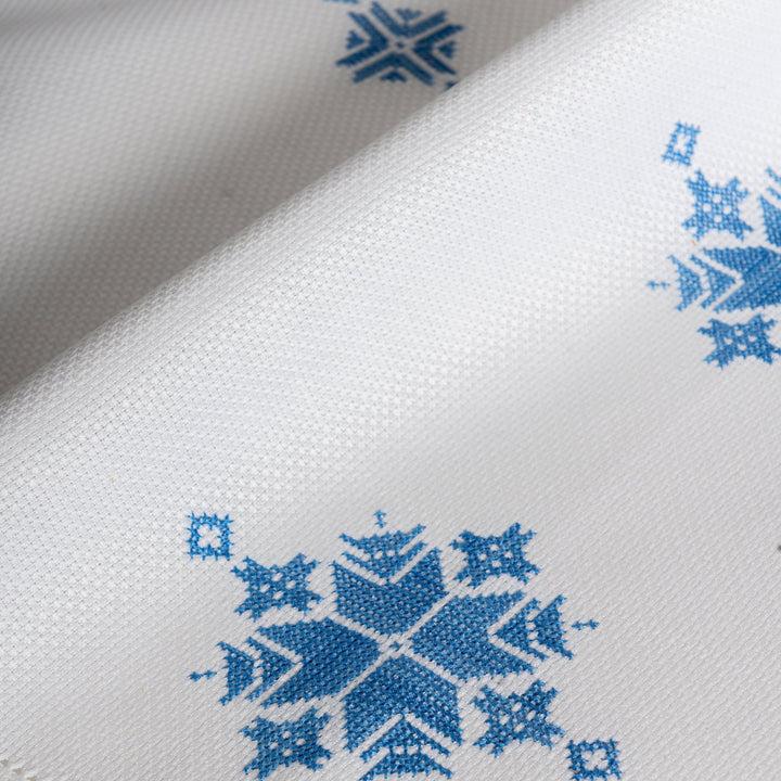 Zenoni & ColombiRunner Ricamato A Mano In Puro Cotone Made In Italy Blue Moon