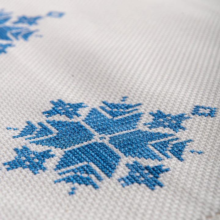 Zenoni & ColombiRunner Ricamato A Mano In Puro Cotone Made In Italy Blue Moon