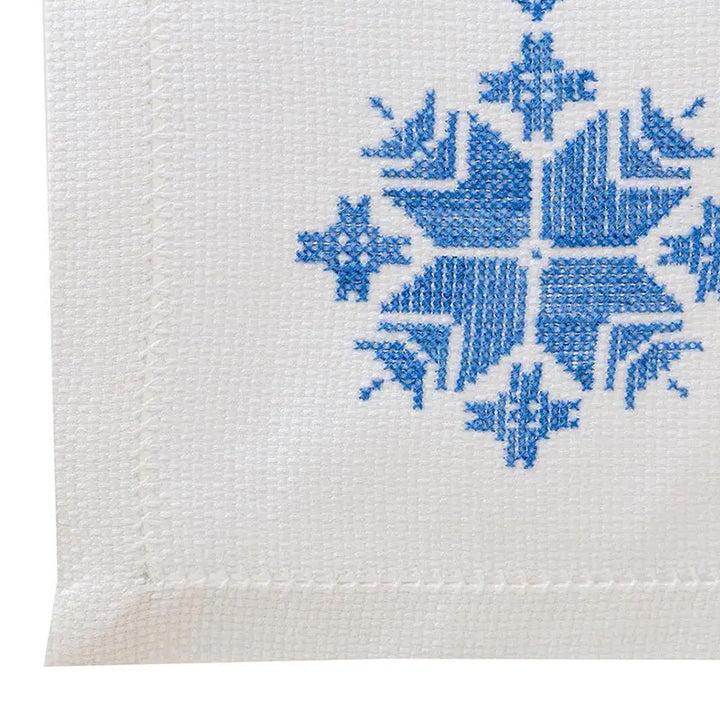 Zenoni & ColombiRunner Ricamato A Mano In Puro Cotone Made In Italy Blue Moon