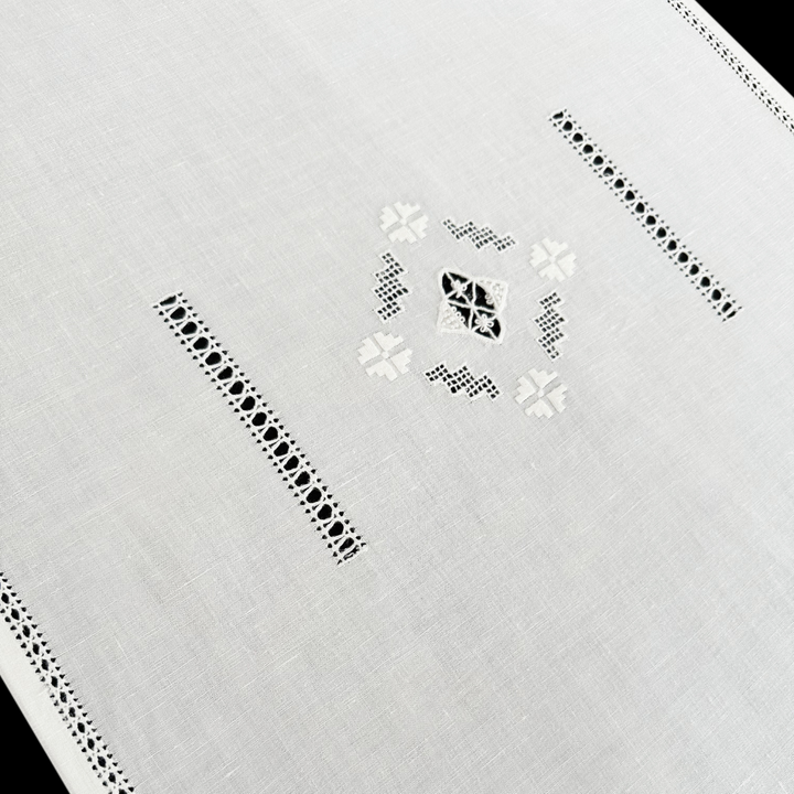 Zenoni & ColombiTenda Al Metro Ricamata A Mano In Misto Lino Made In Italy Variante Donatello Avorio