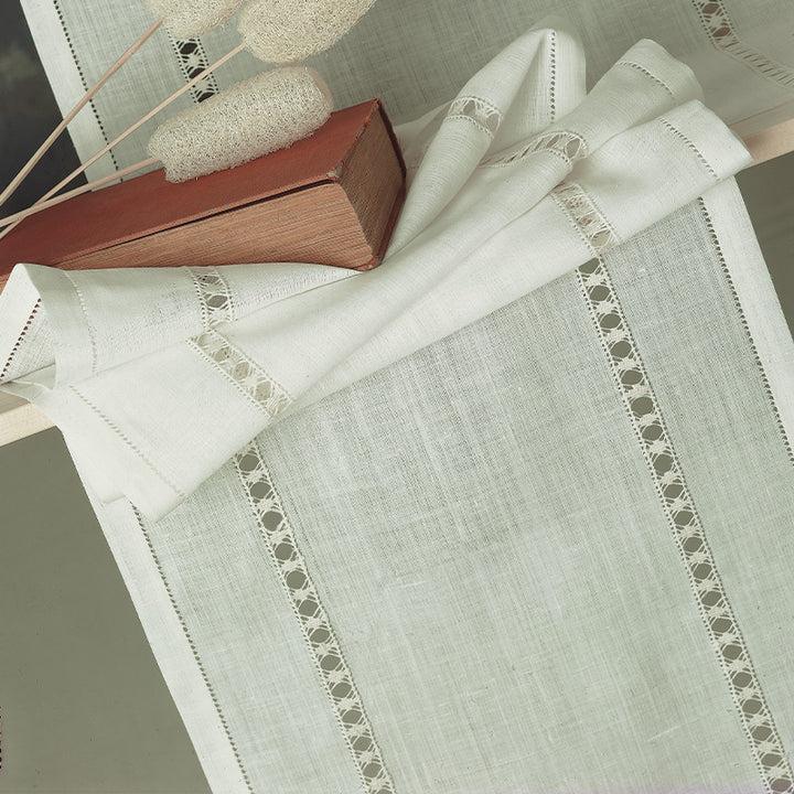 Zenoni & ColombiTenda Al Metro Ricamata In 100% Lino Made In Italy Variante Emanuela