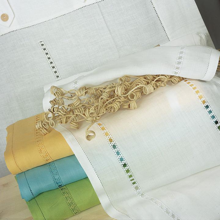 Zenoni & ColombiTenda Al Metro Ricamata In 100% Lino Made In Italy Variante Emanuela