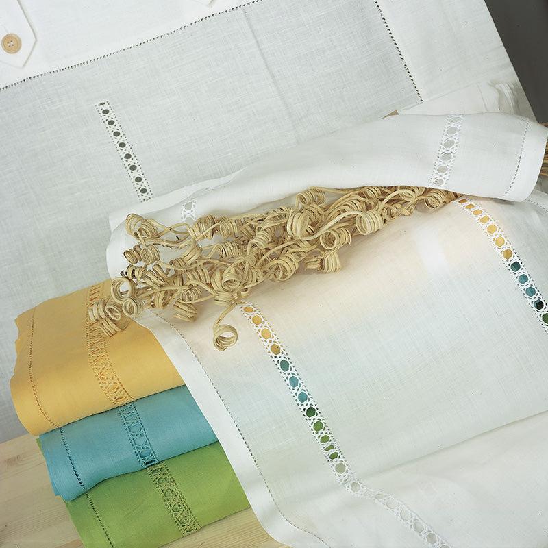 Zenoni & ColombiTenda al metro ricamata in 100% Lino Made in Italy variante Emanuela