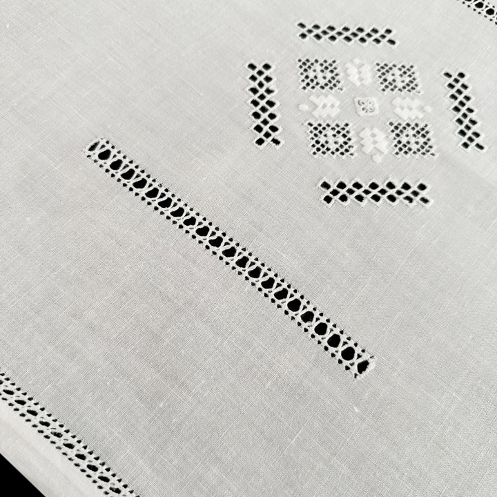 Zenoni & ColombiTenda Al Metro Ricamata In Misto Lino Made In Italy Variante Etruria