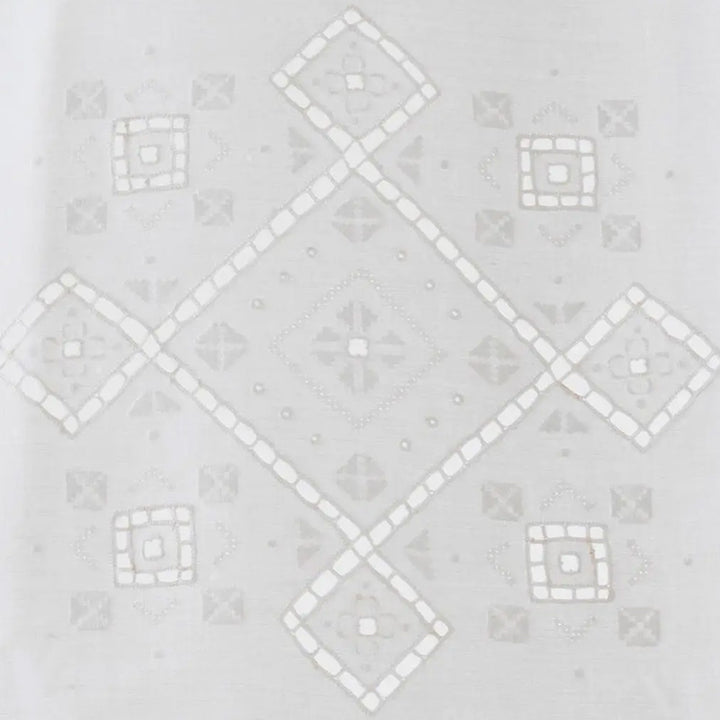 Zenoni & ColombiTenda Ricamata A Mano In Misto Lino Made In Italy Variante Punto Antico Italiano