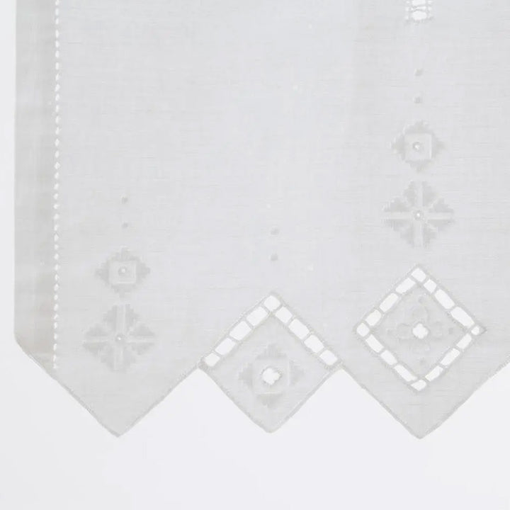 Zenoni & ColombiTenda Ricamata A Mano In Misto Lino Made In Italy Variante Punto Antico Italiano