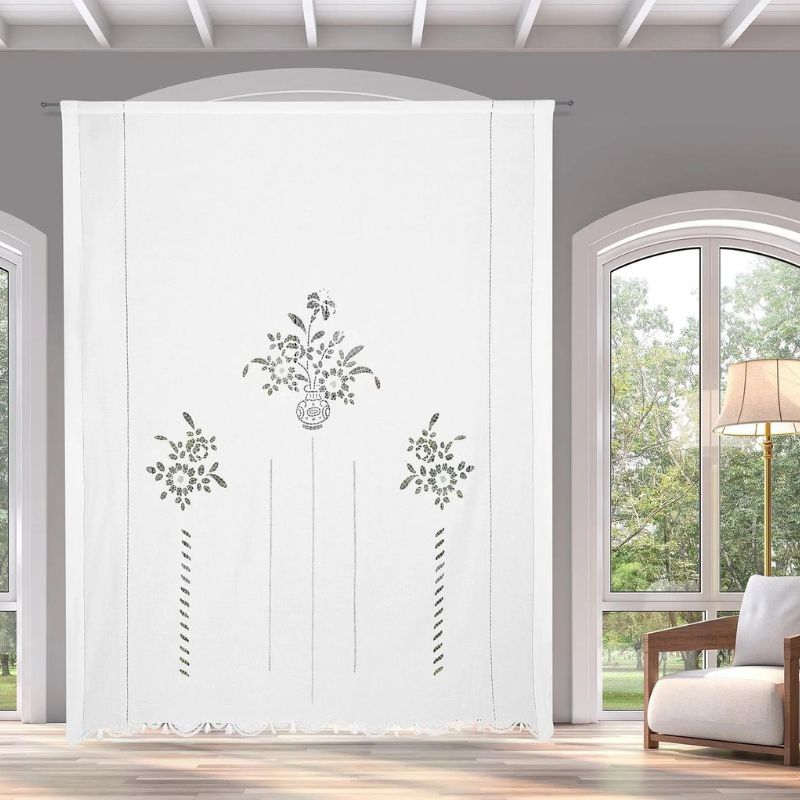 Zenoni & ColombiTenda ricamata a mano in misto Lino Made in Italy variante Italiano 600