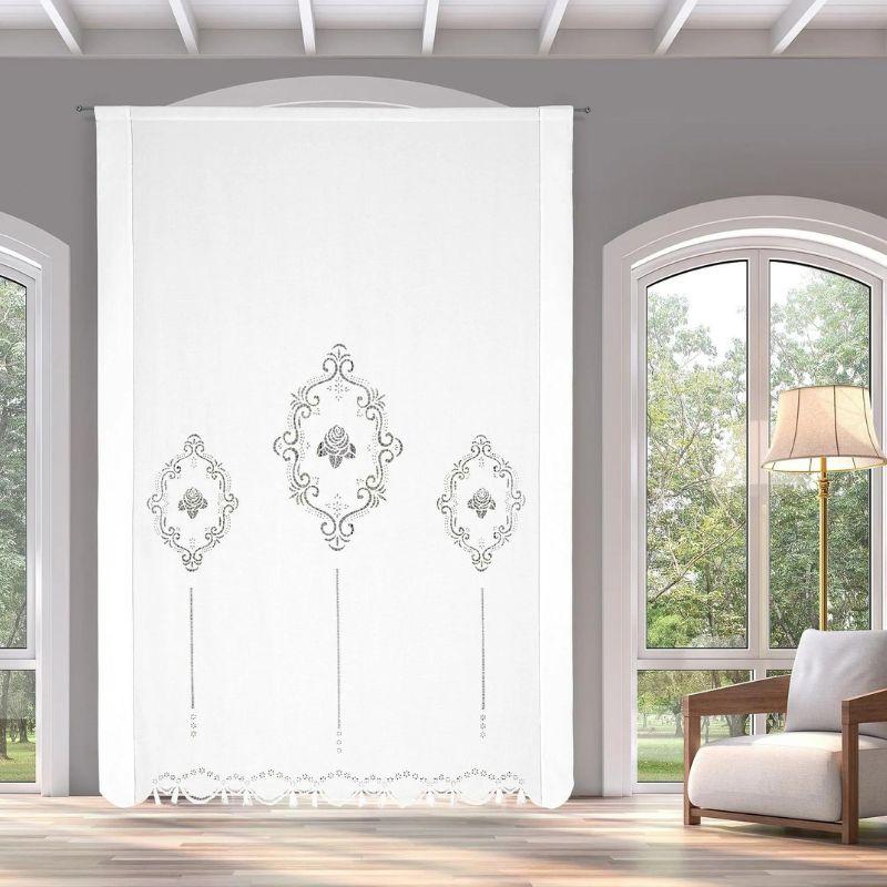 Zenoni & ColombiTenda ricamata a mano in misto Lino Made in Italy variante Mary's Rose