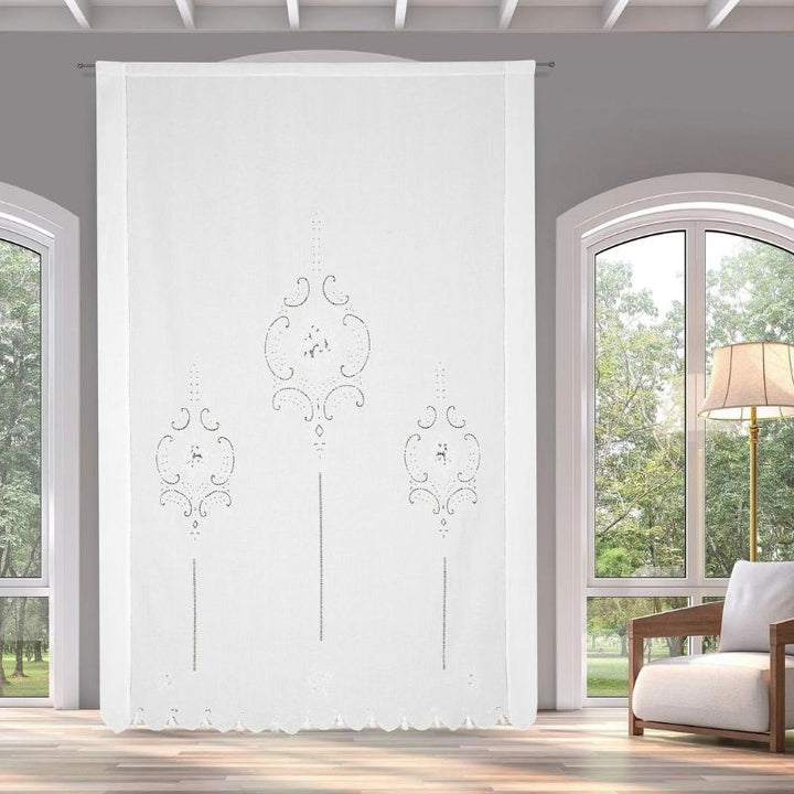 Zenoni & ColombiTenda Ricamata A Mano In Misto Lino Made In Italy Variante Isabelle