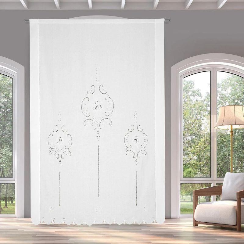 Zenoni & ColombiTenda ricamata a mano in misto Lino Made in Italy variante Isabelle