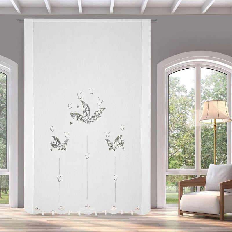 Zenoni & ColombiTenda ricamata a mano in misto Lino Made in Italy variante Fenice