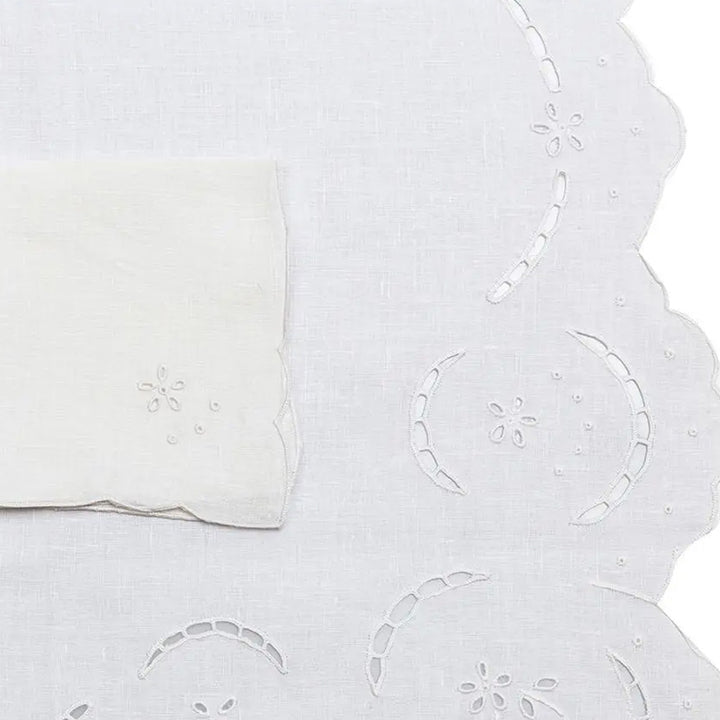 Zenoni & ColombiTovaglia Da The + 4 Tovaglioli Ricamati 100% Cotone Variante Elide