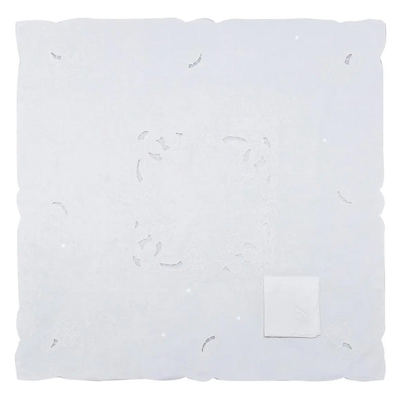 Zenoni & ColombiTovaglia da the + 4 tovaglioli ricamati 100% Cotone variante Odessa