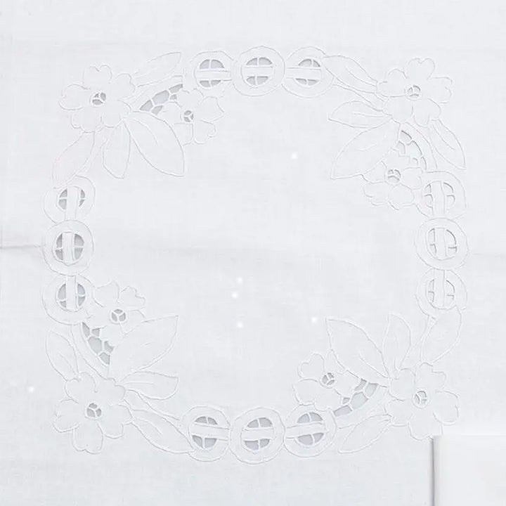 Zenoni & ColombiTovaglia Da The + 4 Tovaglioli Ricamati 100% Cotone Variante Vanessa