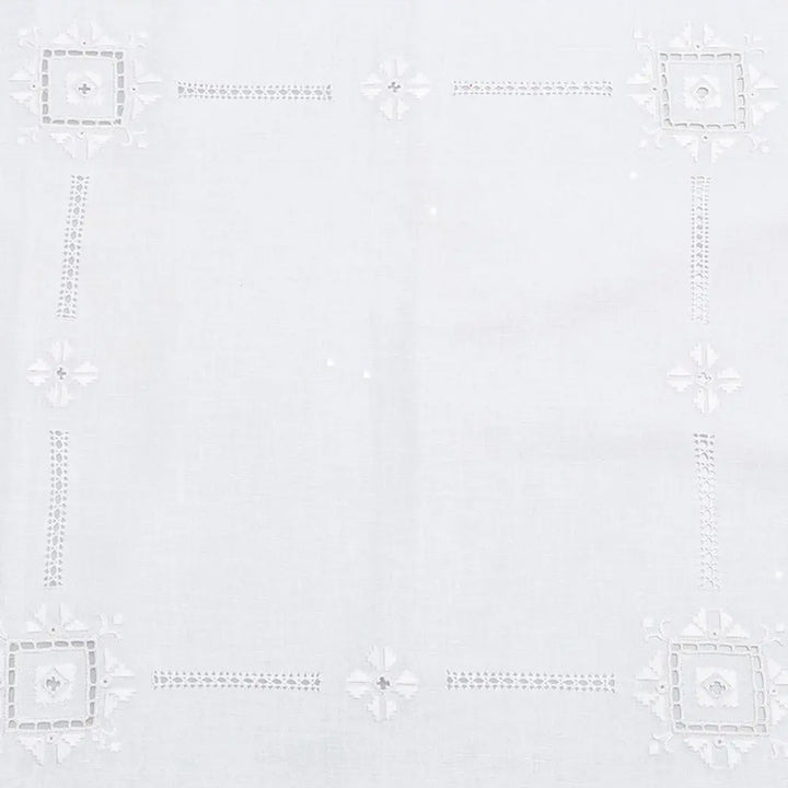 Zenoni & ColombiTovaglia Da The + 4 Tovaglioli Ricamati 100% Cotone Variante Punto Antico Italiano