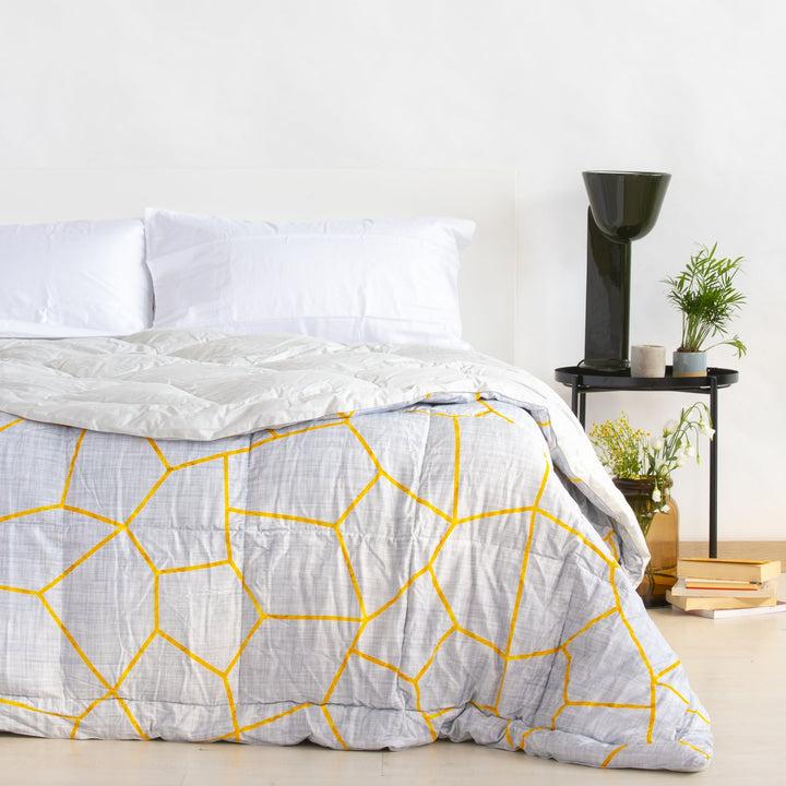 Zenoni & ColombiTrapunta Invernale Double Face In Raso 100% Piuma D'Oca - Favo Grigio