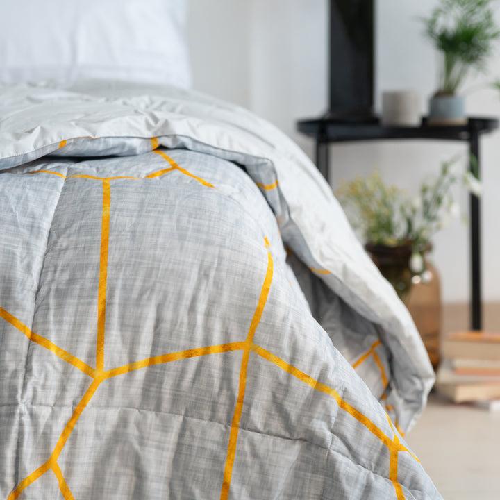 Zenoni & ColombiTrapunta Invernale Double Face In Raso 100% Piuma D'Oca - Favo Grigio