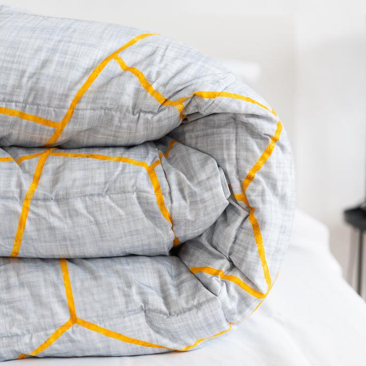 Zenoni & ColombiTrapunta Invernale Double Face In Raso 100% Piuma D'Oca - Favo Grigio