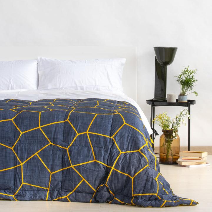 Zenoni & ColombiTrapunta Invernale Double Face In Raso 100% Piuma D'Oca - Favo Blu