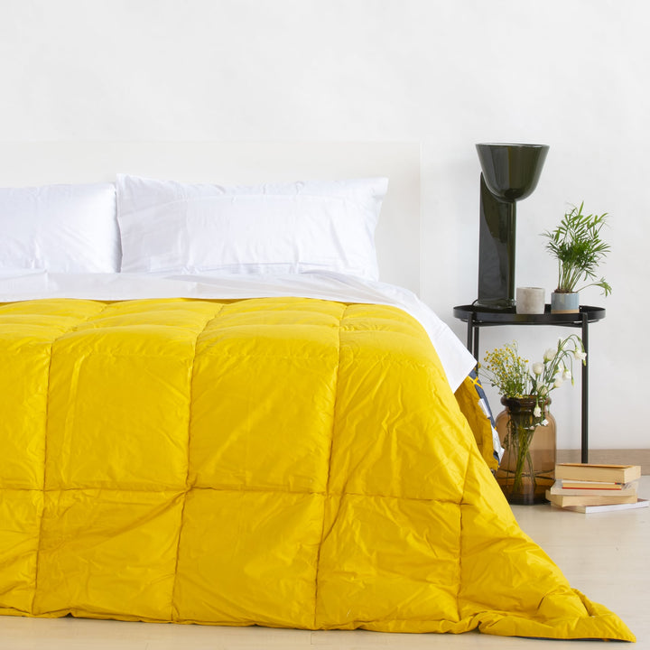 Zenoni & ColombiTrapunta Invernale Double Face In Raso 100% Piuma D'Oca - Favo Blu