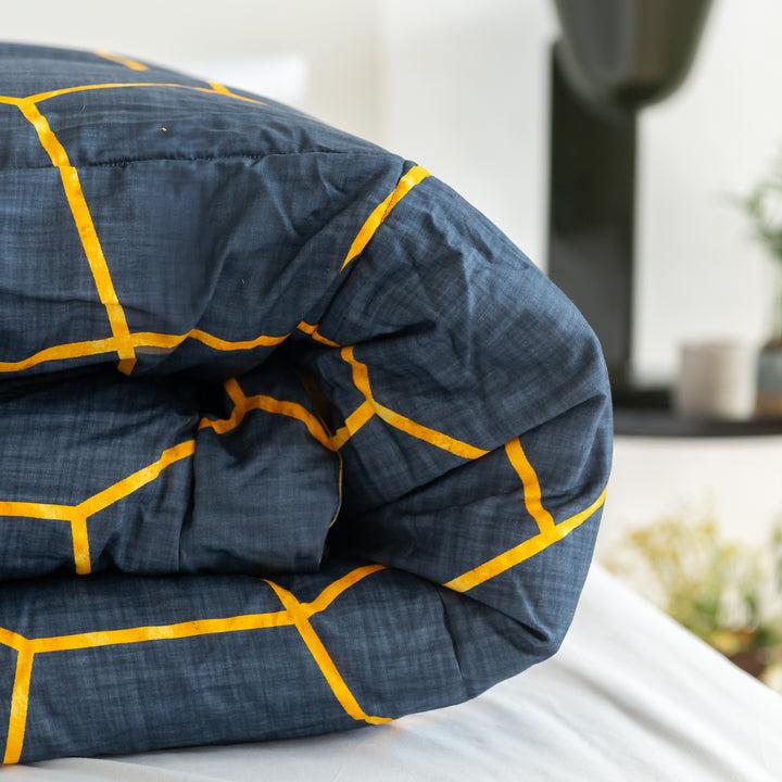 Zenoni & ColombiTrapunta Invernale Double Face In Raso 100% Piuma D'Oca - Favo Blu