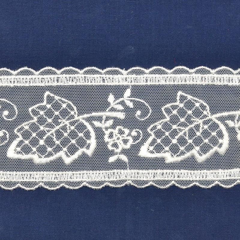 Zenoni & ColombiBordo in tulle ricamo foglia da 7 cm