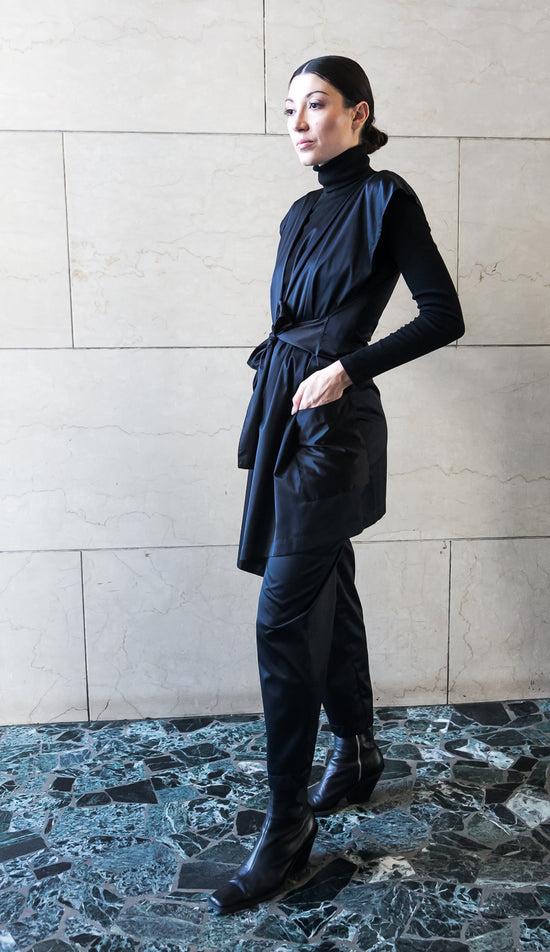 Zerobarracento Adjustable Vest With Belt - Black/Olive/Ocra Newlife