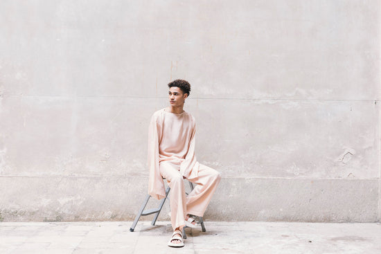 Zerobarracento Long Wide Pants 100% BEMBERG Cyclamen/Powder Pink