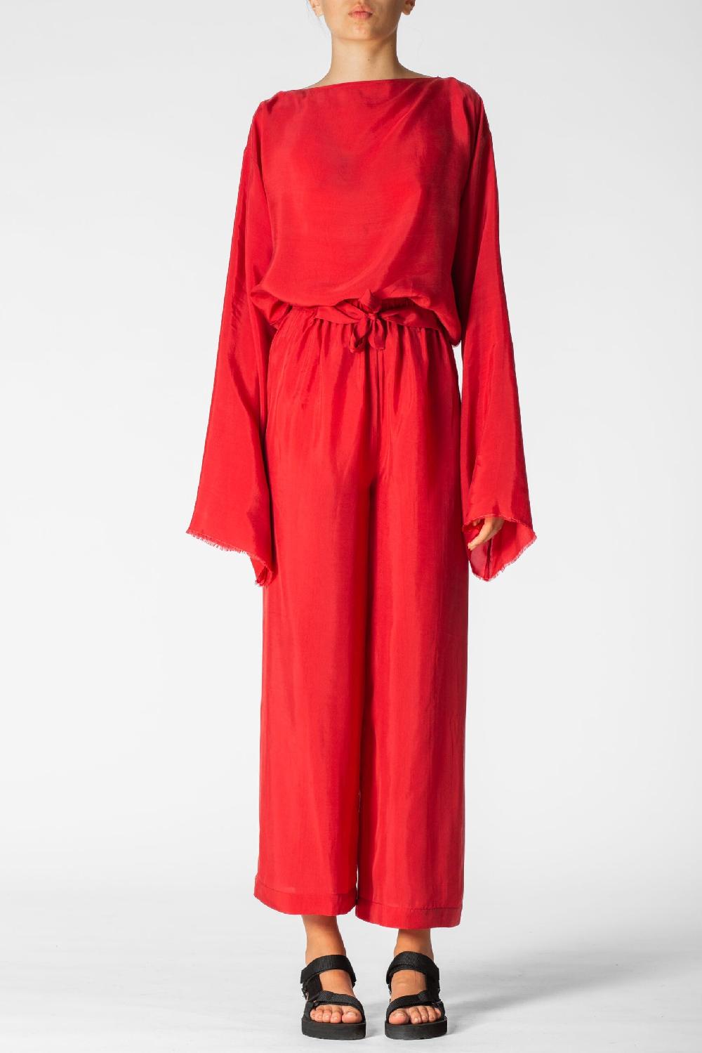 Zerobarracento Long Wide Pants 100% BEMBERG Cyclamen/Powder Pink