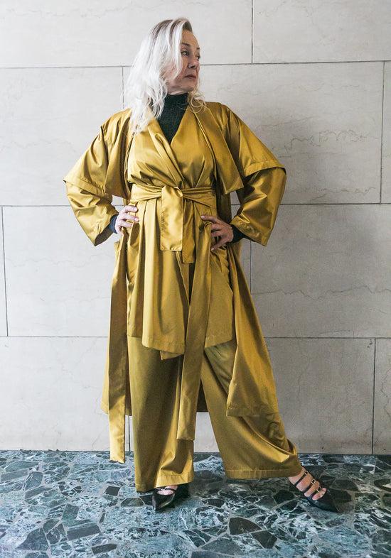 Zerobarracento Recycled Polyester Mid Season Trench - Black/Olive/Ocra Newlife