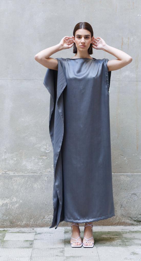 Zerobarracento Sleeveless Bemberg Draped Maxi Dress