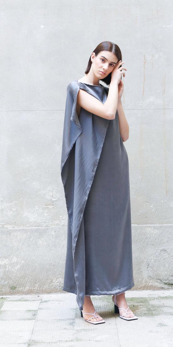Zerobarracento Sleeveless Bemberg Draped Maxi Dress