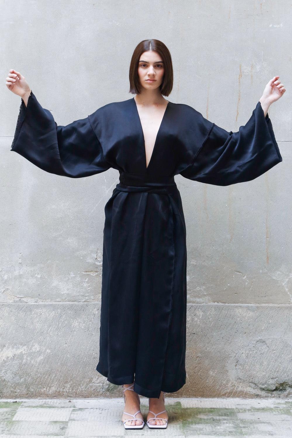 Zerobarracento Bemberg Kimono Wrap Dress